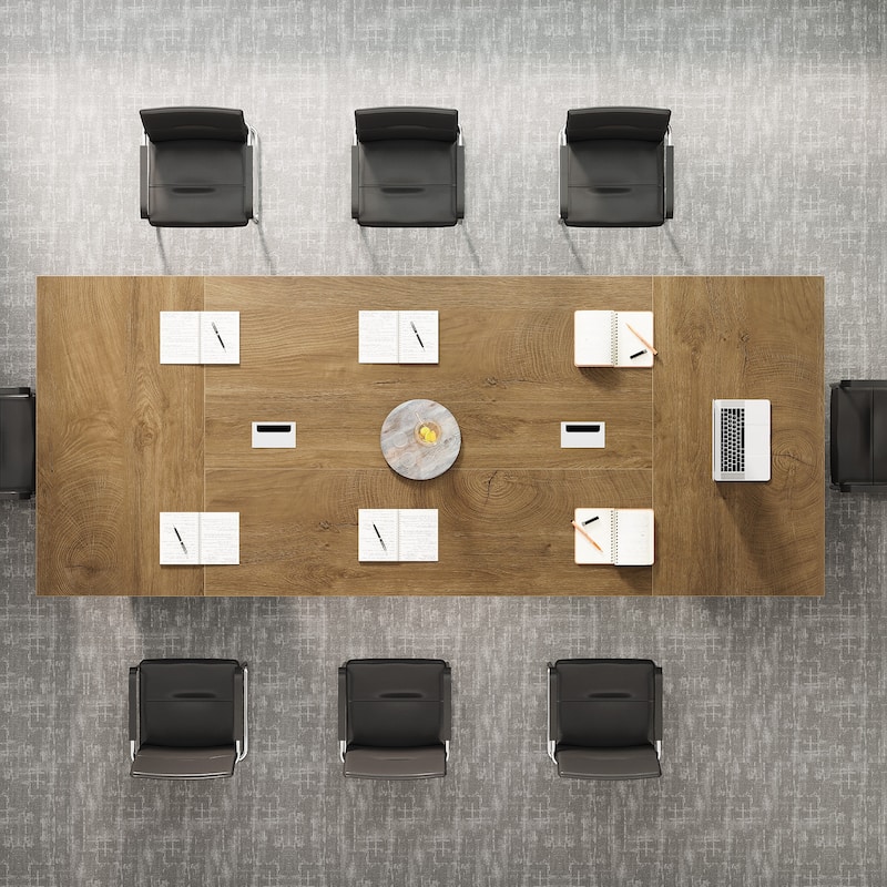 Modern Conference Table, Large Boardroom Meeting Desk with Cable Grommet, Office Seminar Training Accent Table