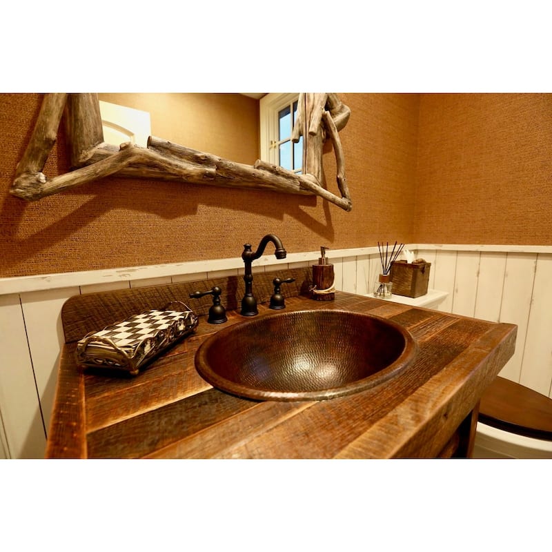 20-in Master Bath Oval Self Rimming Hammered Copper Bathroom Sink (LO20RDB)