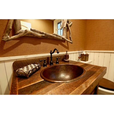 20-in Master Bath Oval Self Rimming Hammered Copper Bathroom Sink (LO20RDB)