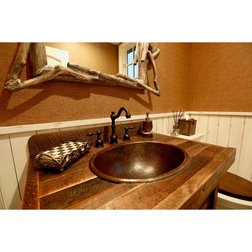 20-in Master Bath Oval Self Rimming Hammered Copper Bathroom Sink (LO20RDB)