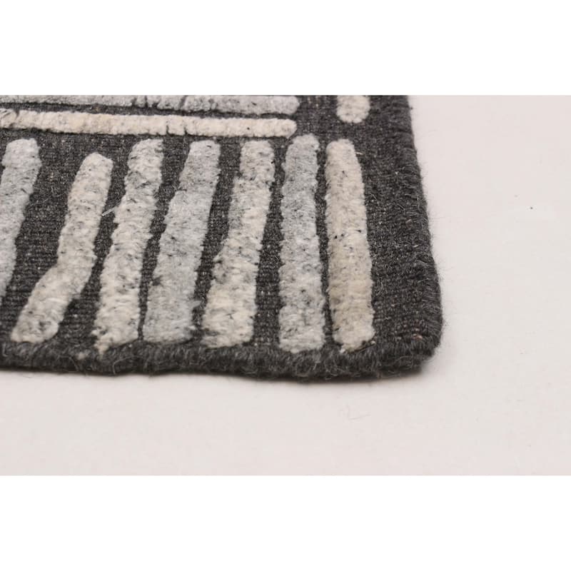 ECARPETGALLERY Hand-knotted Tangier Dark Grey Wool Rug - 5'2 x 7'11