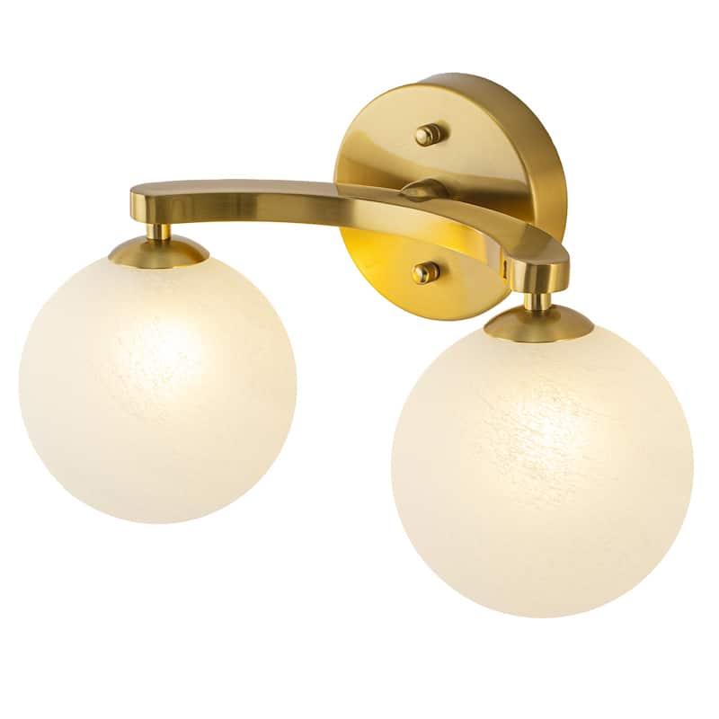 Modern Vanity Light with Frosted Seeded Glass Globes for Bathroom