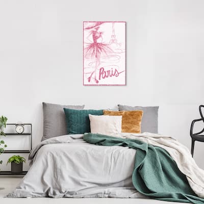 Wynwood Studio Canvas Fashion and Glam Pink Paris Glitter Pink and Metallic Pink Glam Wall Art Canvas Print