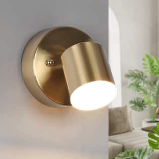Modern Mini 1-Light LED Gold Brass Wall Sconces Metal Bathroom Vanity Lights - 4.7" L x 6" W x 4.7" H