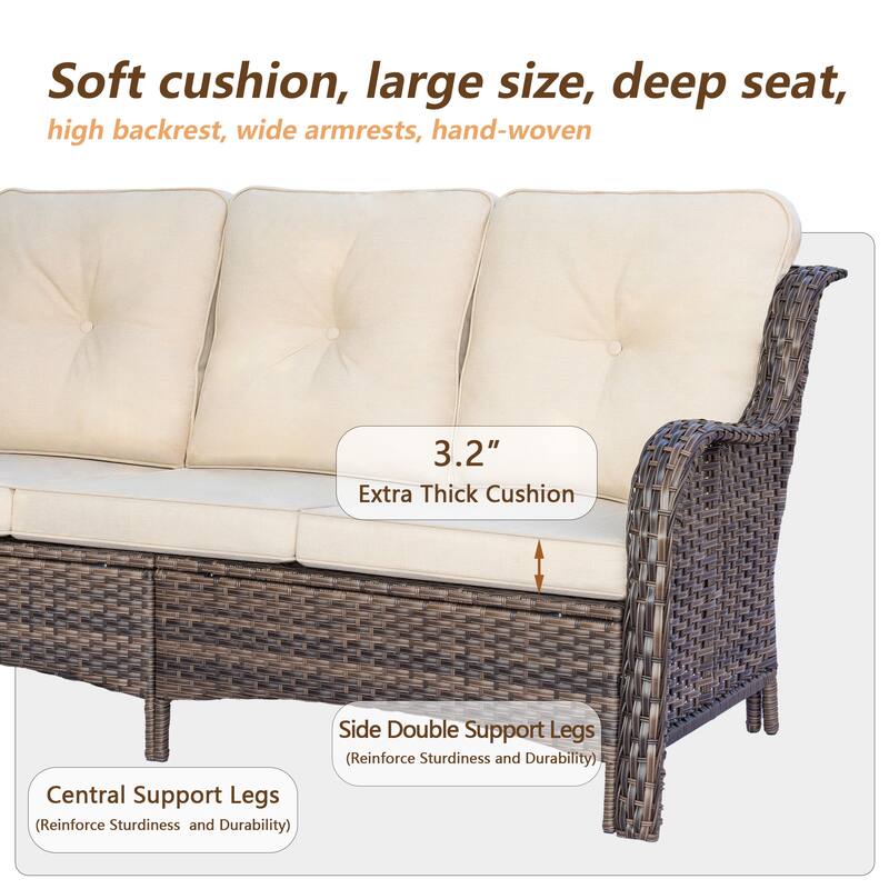 6 Piece Wicker Outdoor Patio Furniture Set Swivel Chairs Sofa Ottoman