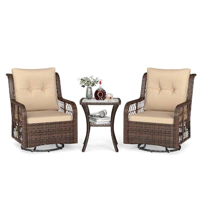 Costway 3 PCS Patio Furniture Set with 2-Tier Side Table and Cushions - See Details