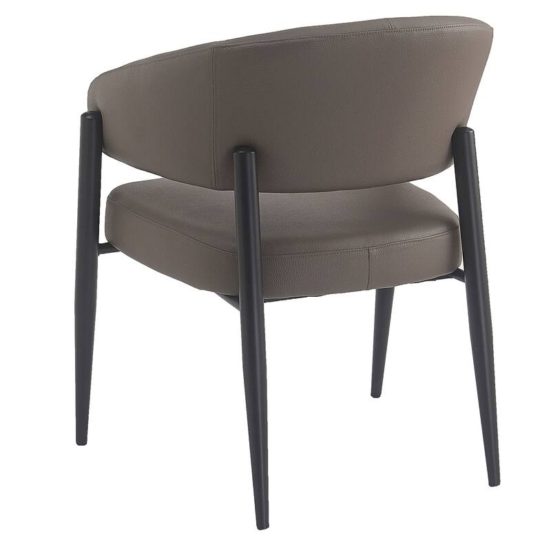 Modern Faux Leather and Metal Dining Chair, Set of 2