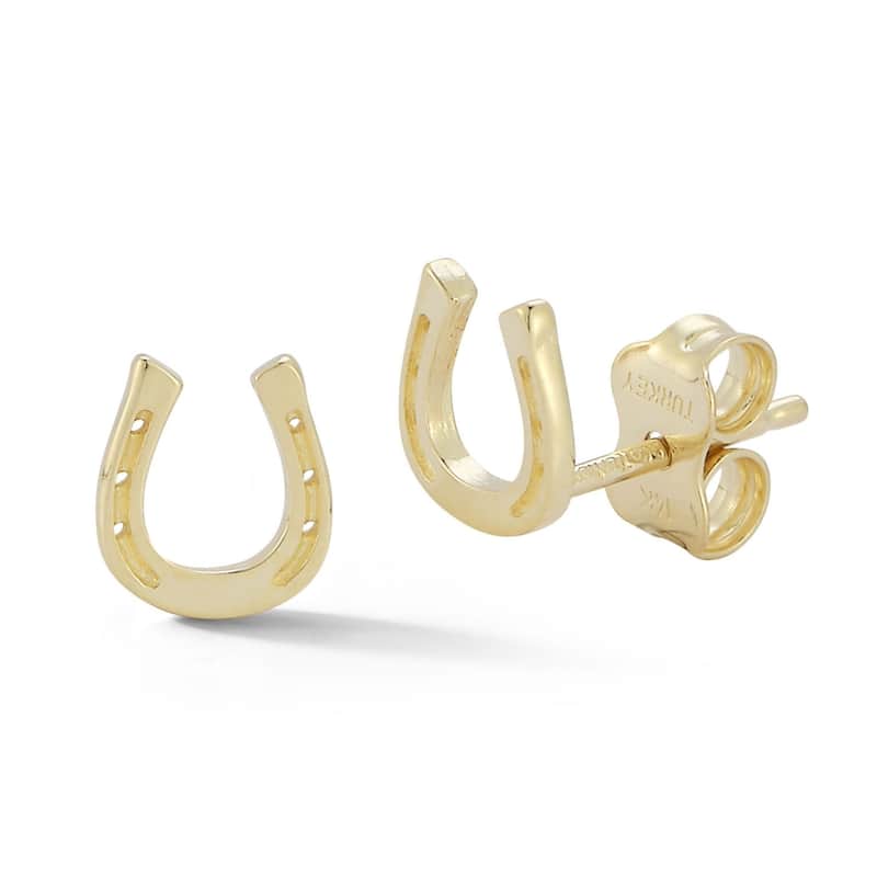 Soleil 14K Gold Dainty Horseshoe Studs