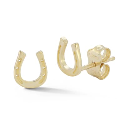 Soleil 14K Gold Dainty Horseshoe Studs