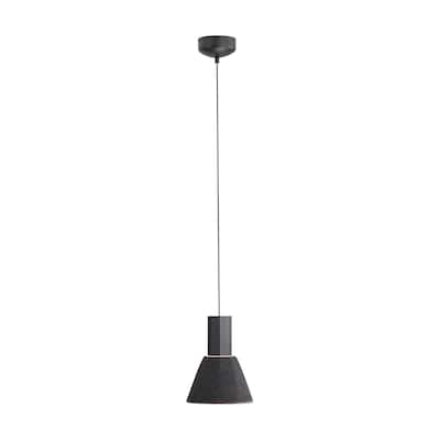 Faroe 8" LED Pendant in Flecked Black/Grey - Black