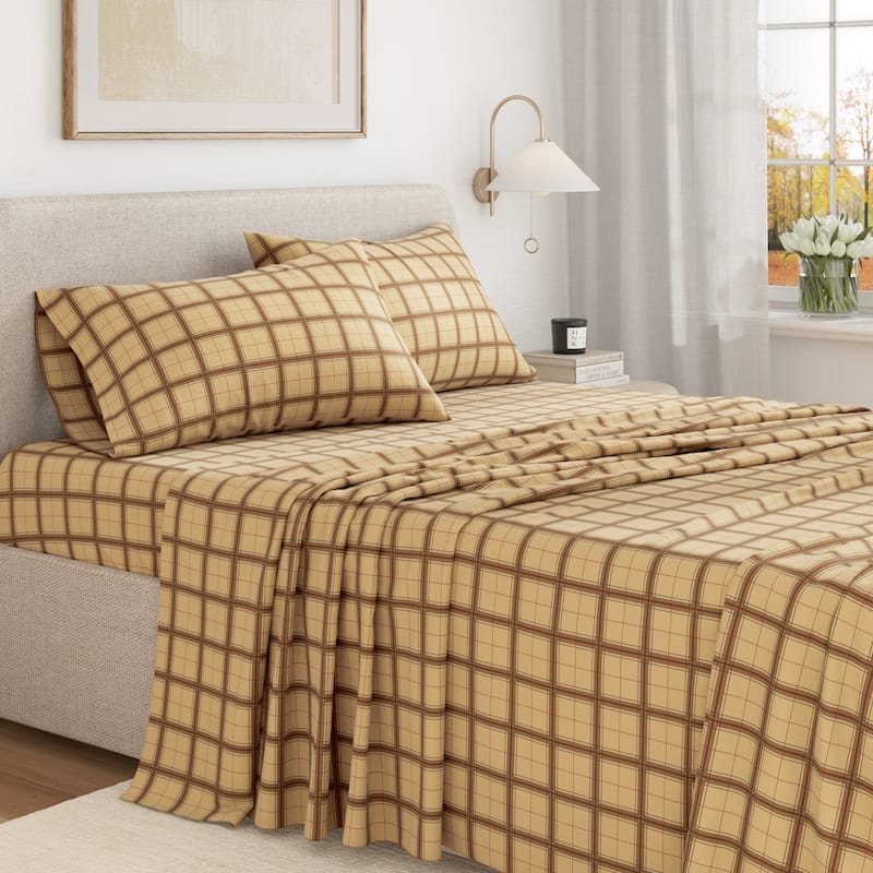 Linery & Co. Ultra-Soft Turkish Cotton Plaid Flannel Sheet Set