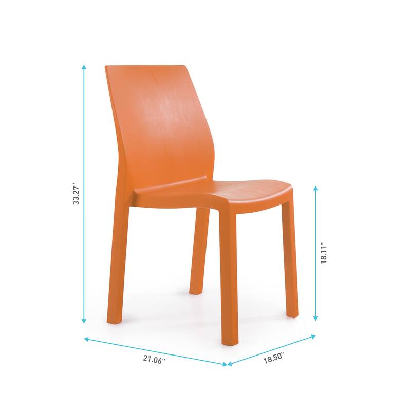 WRGHOME Modern Stacking Patio Dining Side Chair Indoor/Outdoor (Set of 2) - 33.27'' H X 18.50'' W X 21.06'' D