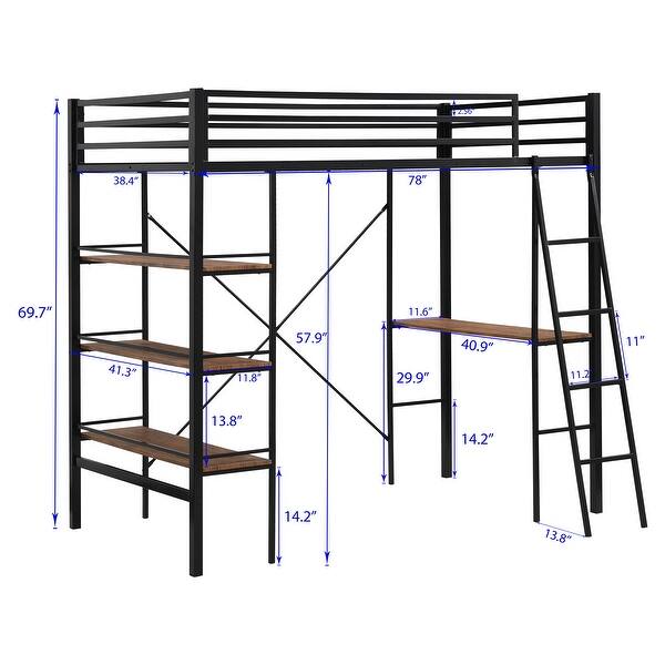 Metal Twin Loft Bed with Shelves and Desk Bed Bath & Beyond 35479033