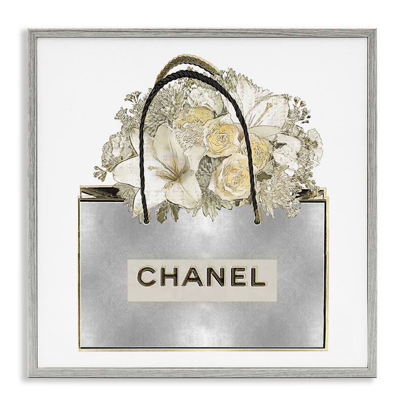 Stupell Flowers in Silver Bag Framed Giclee Art Design By Madeline Blake - 24 x 24 - Grey