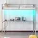 preview thumbnail 21 of 25, Twin Square Tube Raised Bed With Table Outlet LED Light Strip Iron Bed USA Grey