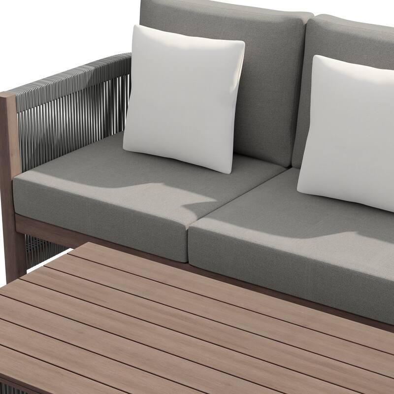 Corvus Iona 2-piece Outdoor Sofa Set with Sunbrella Fabric and Slat-Top Coffee Table
