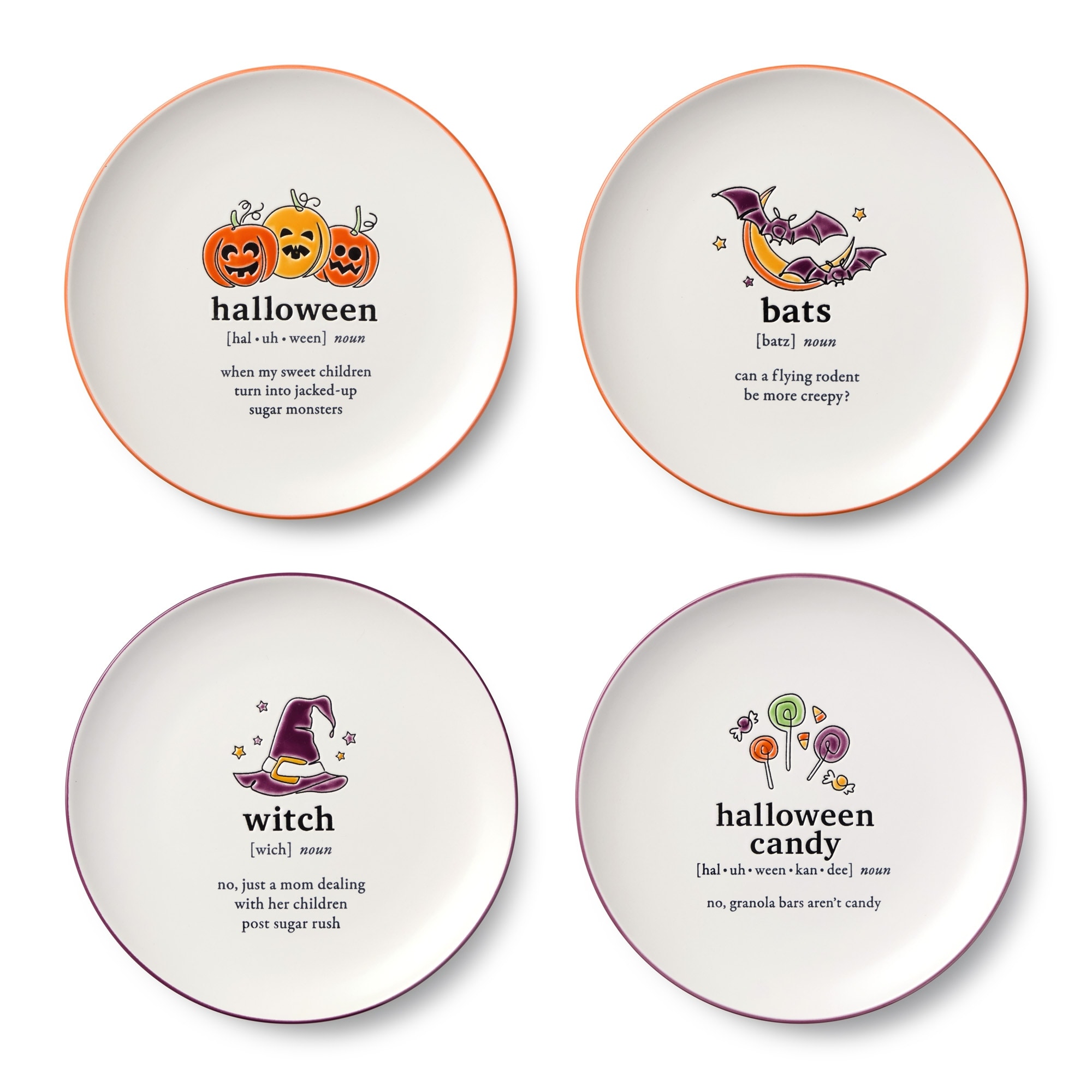 Certified International Halloween Words Salad Plate 8.25in - 8.25" W x 8.25" D x 1" H