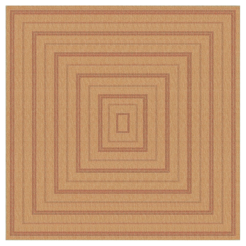 Liora Manne Sahara Multi Border Indoor/Outdoor Rug - 7'10" Square - Terracotta