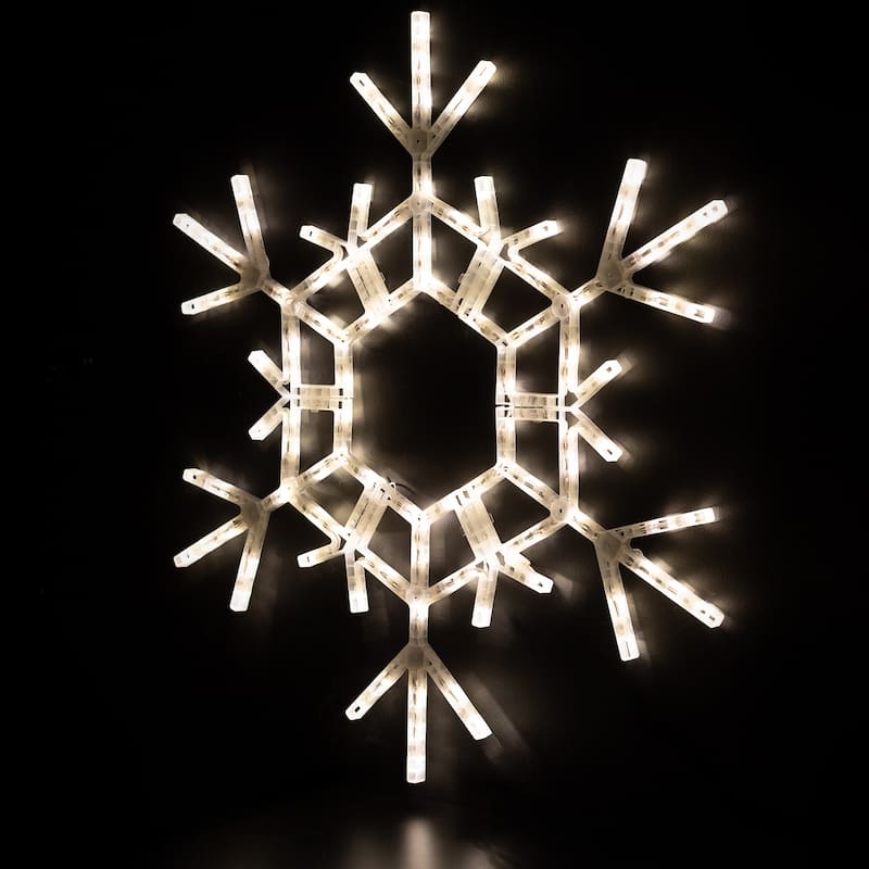 Large LED Lighted Foldable Snowflake Outdoor Christmas Decoration - 36" - Warm White