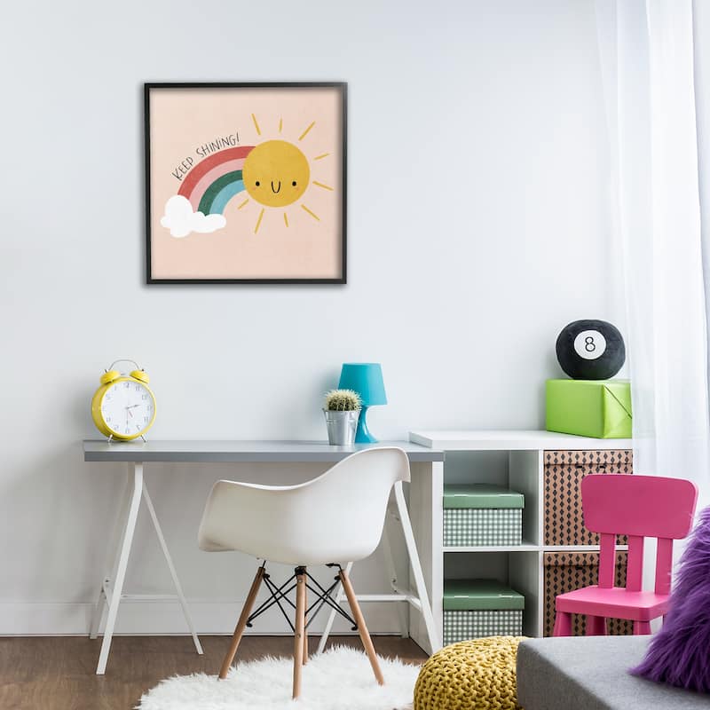 Stupell Keep Shining Inspirational Rainbow Framed Giclee Art Design By Sarah Hickman