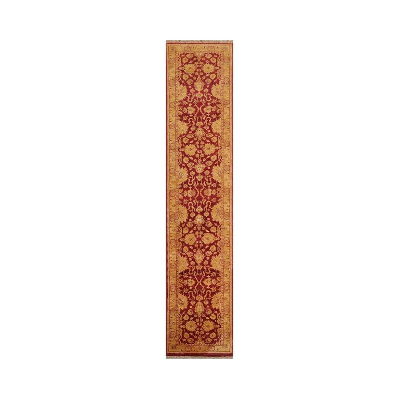 Hand Knotted Chobi Peshawar Rusty Red Persian Wool Oriental Area Rug - 2' 6'' x 11' 10''