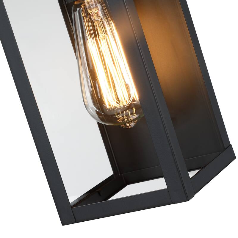 1-Light 12.76in Outdoor Wall Light with Matte Black Finish & Clear glass shade