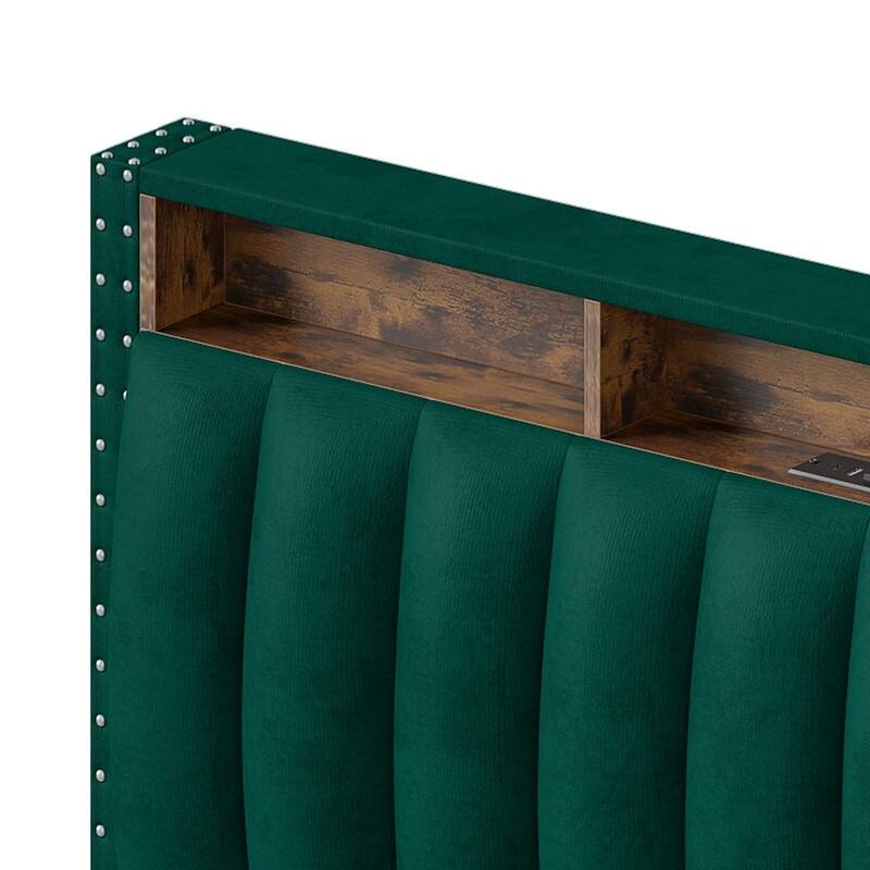 Full / Queen / King Size Platform Bed Frame with Upholstered Storage Headboard and 4 Drawers
