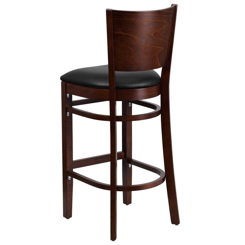 2 Pk. Lacey Series Solid Back Wooden Restaurant Barstool - 16.75"W x 18"D x 43.5"H - 16.75"W x 18"D x 43.5"H