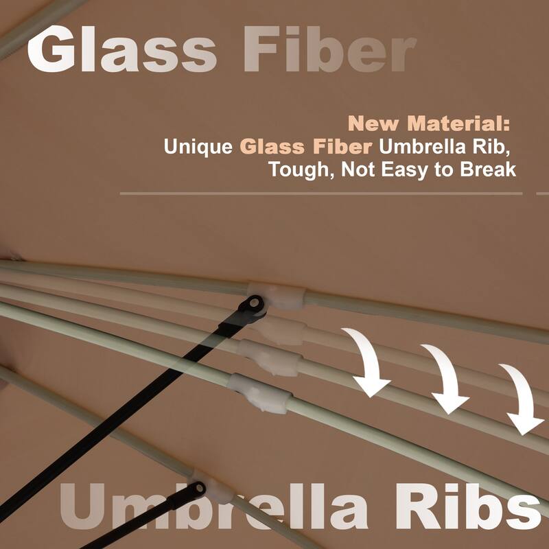 180'' x 108'' Rectangular Fiberglass Lighted Market Umbrella with Base