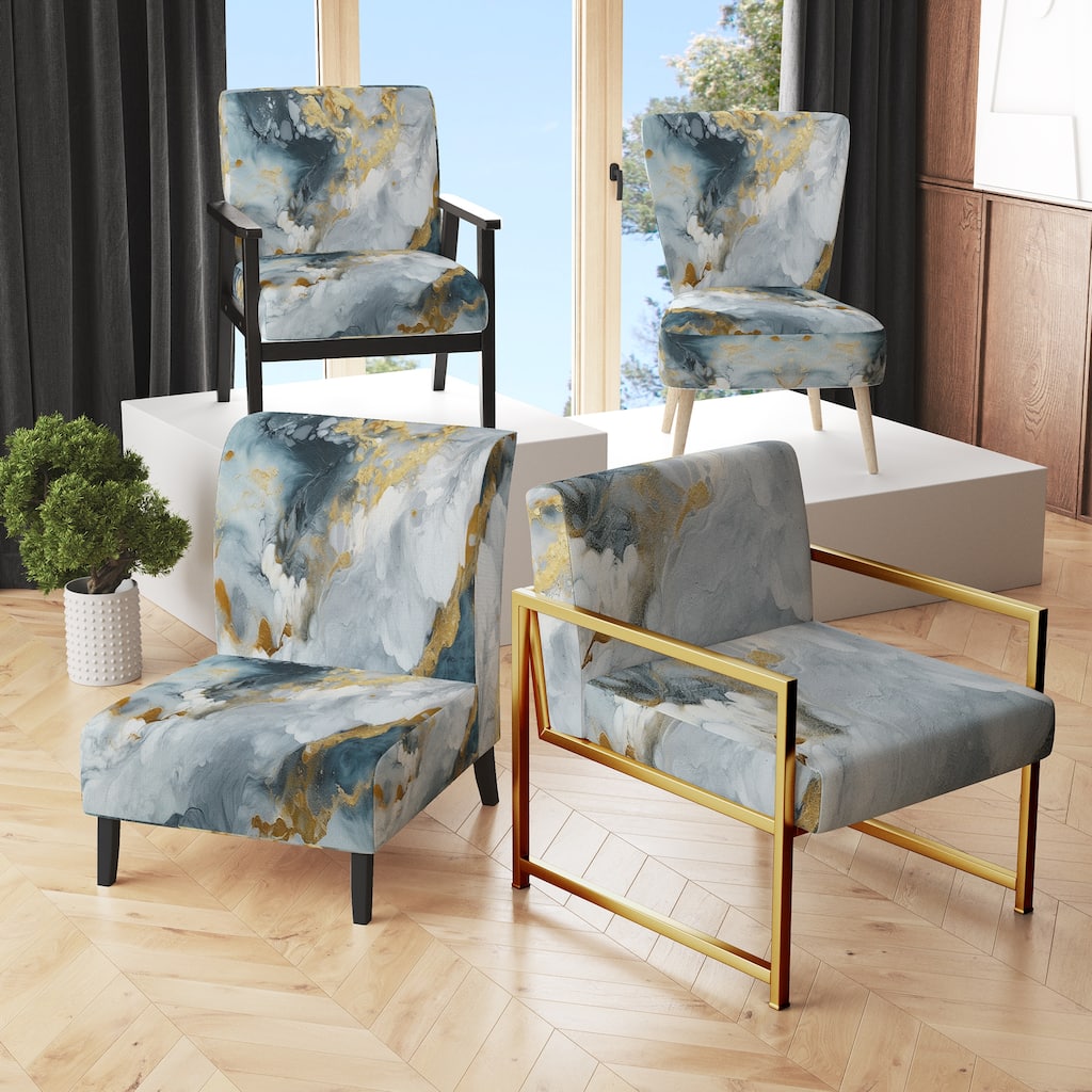 Designart "Segment Layers of Marbled Rock" Upholstered Fractals Accent Chair and Arm Chair