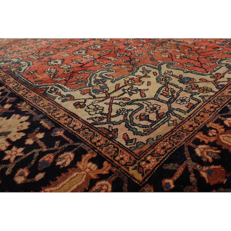 Hand Knotted Ferahan Rose Persian Wool Traditional Oriental Area Rug - 8' 11'' x 11' 5''