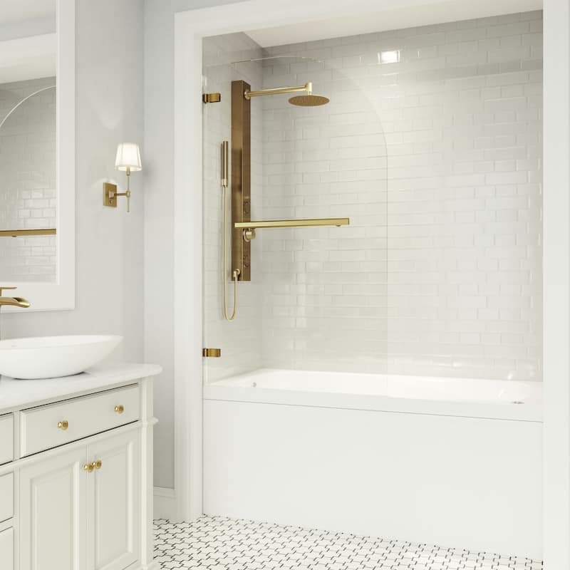 Vigo Orion 57-3/8" High x 34" Wide Hinged Frameless Shower Door with