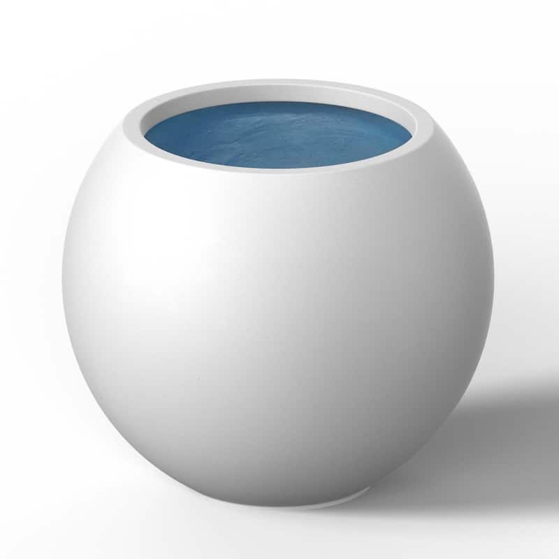Concrete Round Planter / Pot with Enhanced Interior - 19 x 16.5 in - Crisp White(Enhanced Interior)