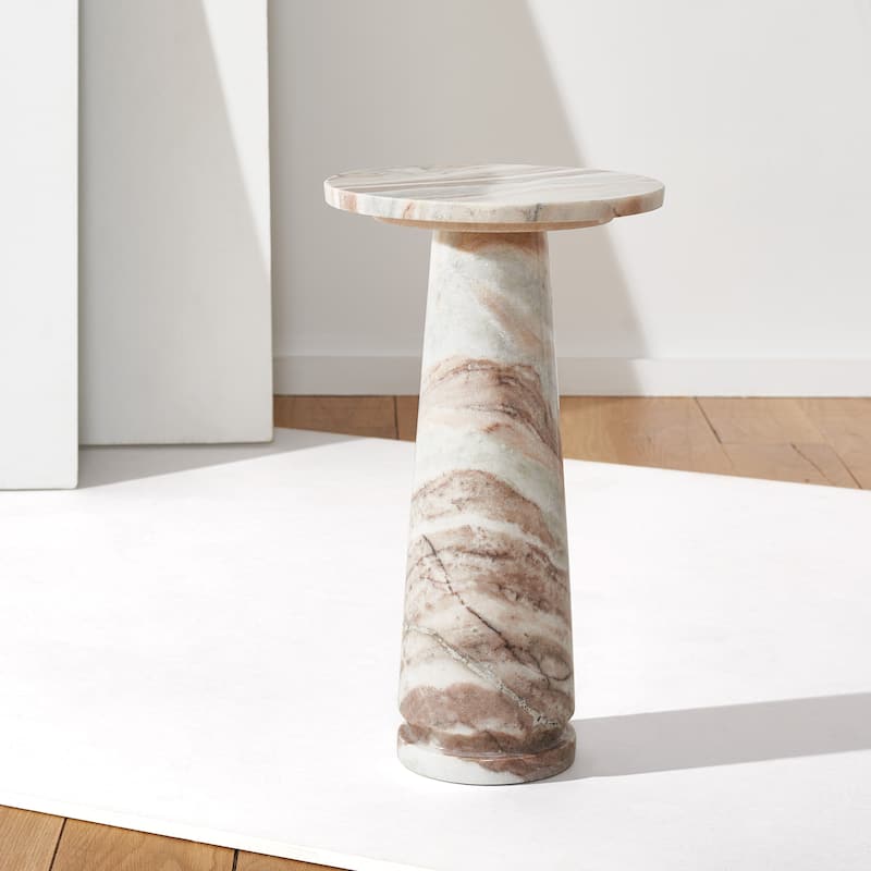SAFAVIEH Couture Valentia Round Marble Accent Table - 10" W x 10" D x 18" H