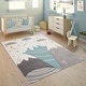 preview thumbnail 9 of 8, Kids Rug for Nursery Mountains Starry-Sky in Light Blue Cream Pastel