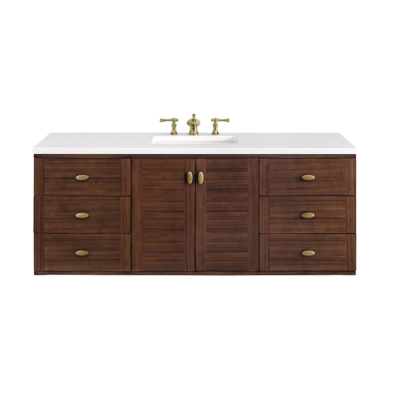 James Martin Vanities Amberly 60" Single Vanity, Mid-Century Walnut