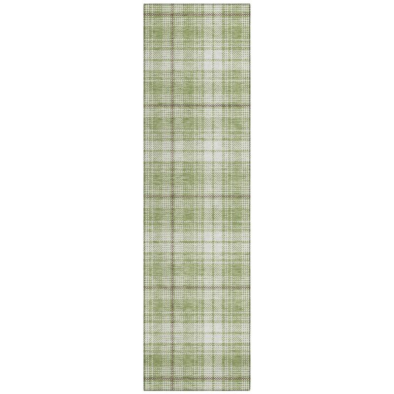Machine Washable Indoor/ Outdoor Plaid Chantille Rug