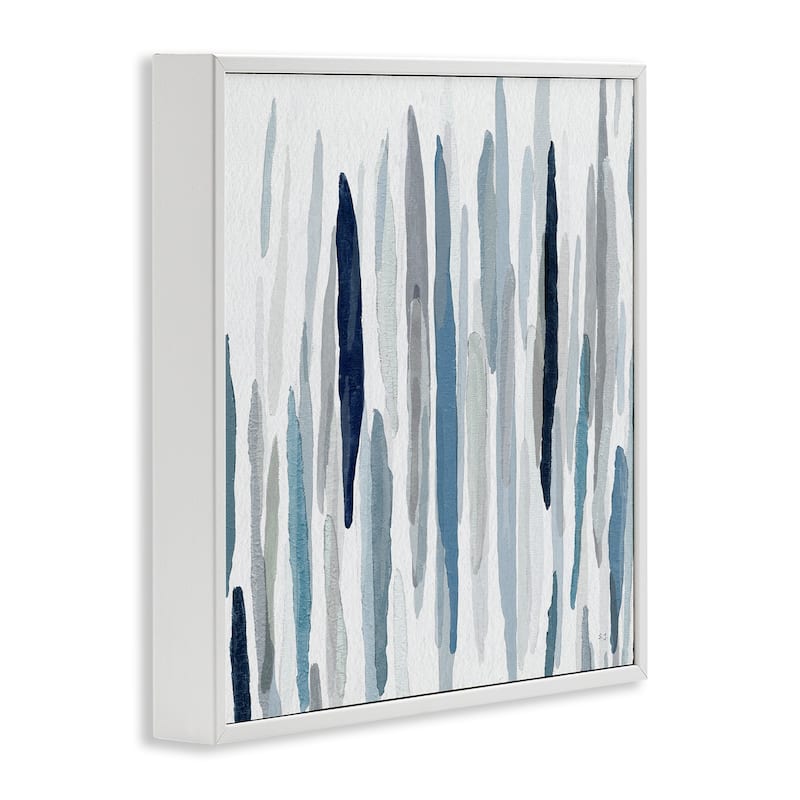 Stupell Abstract Thick Brush Blue Grey Paint Drip Framed Wall Art, Design by Susan Jill