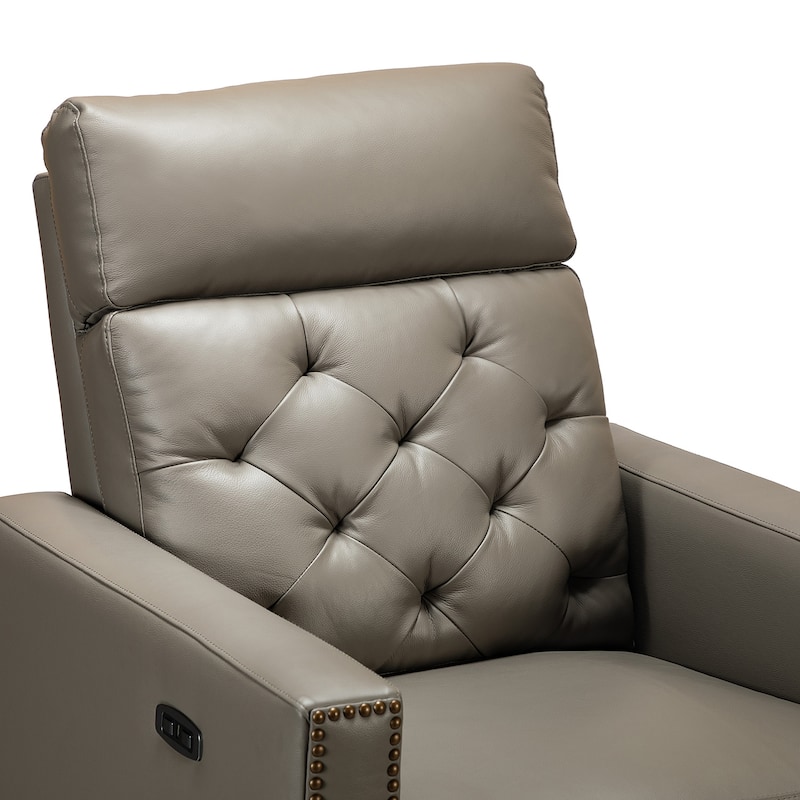 Alina 31.50" Wide Genuine Leather Power Recliner with USB Port
