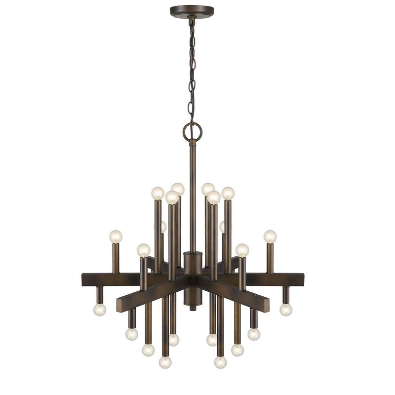 HomeRoots Brown Candle Style Multi Light Metal Dimmable Chandelier - 28' X '28.25' X '28