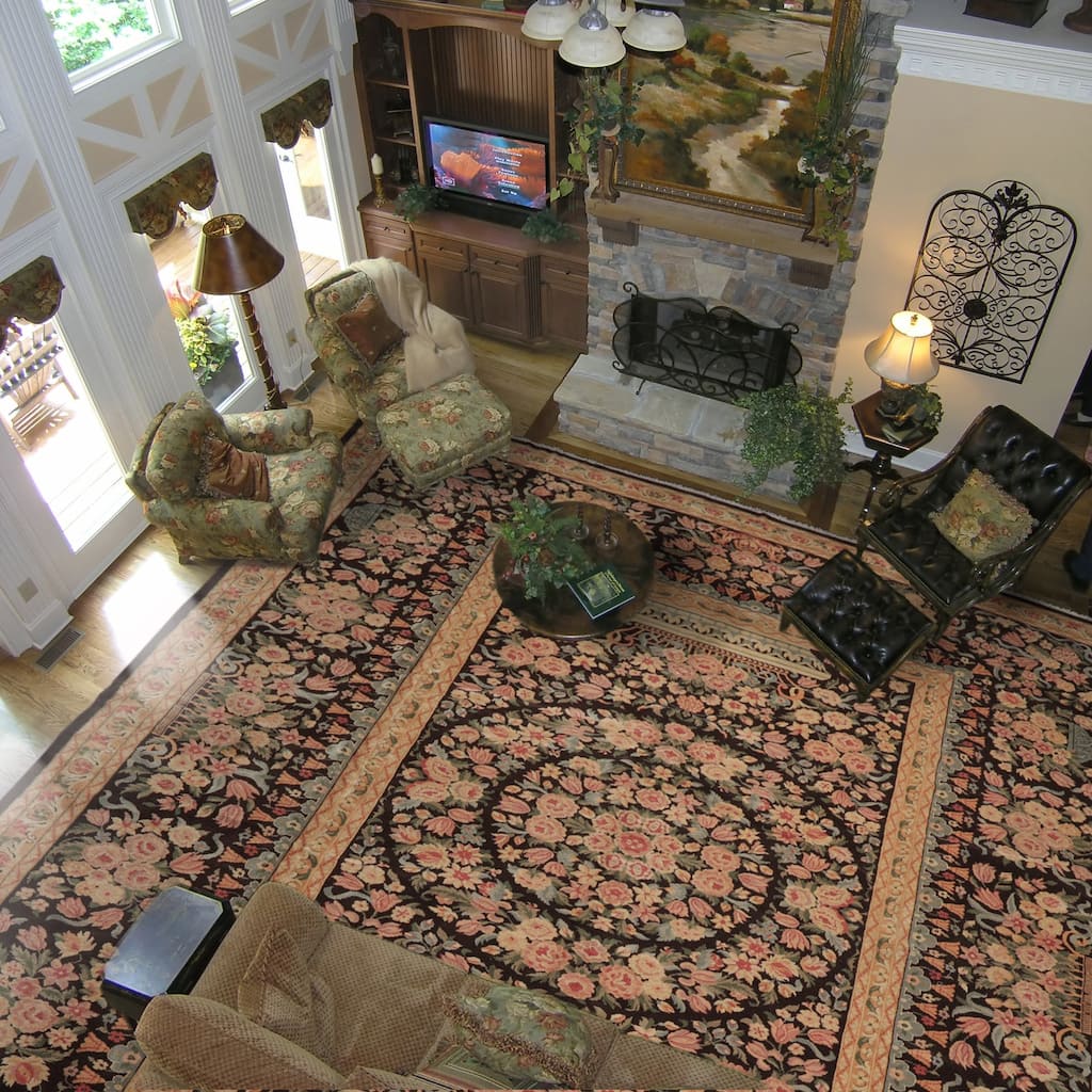 Hand Knotted Chocolate Aubusson Savonnerie Wool Traditional Area Rug