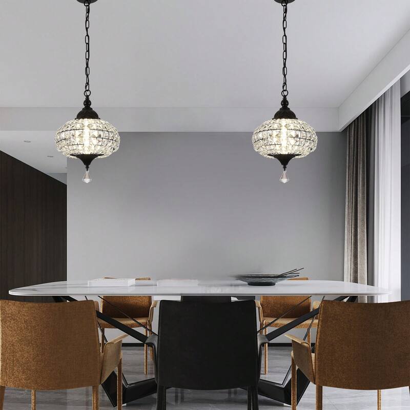 Cusp Barn Retro French 1-Light Globe Crystal LED Chandelier Kitchen Island Pendant Light for Dining Room