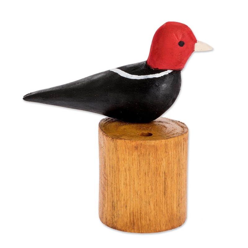 Novica Handmade Bird In My Garden Wood Pencil Holder
