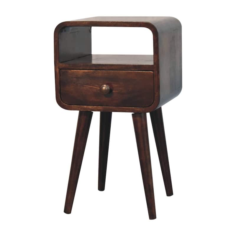 Artisan Furniture Solid Wood Mini California Walnut Curved Bedside with Open Slot