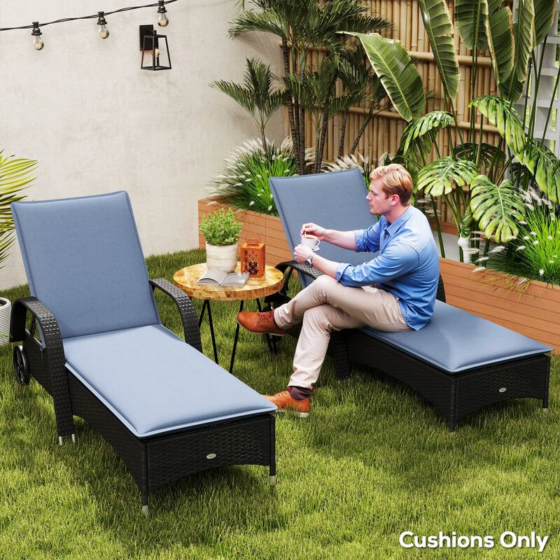 Outsunny Outdoor Lounge Chair Cushion Set of 2, UPF50+ 200gsm Fabric and 25D High-Density Foam