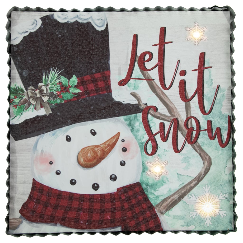 12" LED Lighted 'Let it Snow' Snowman Christmas Canvas Wall Art