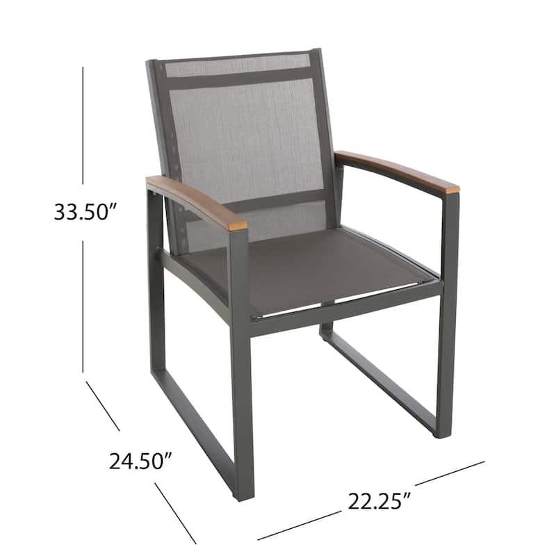 Glasgow Aluminum Outdoor Dining Chairs with Faux Wood Accents by Christopher Knight Home