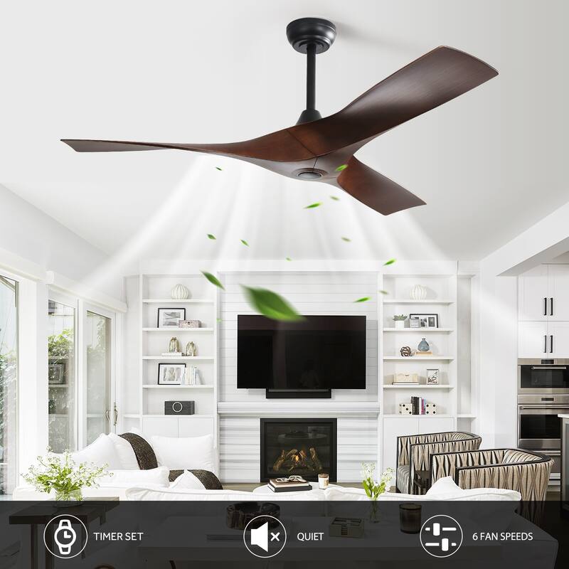 52Inch Ceiling Fan without Light, 6 Wind Speeds with Remote Control for Living Room and Patio