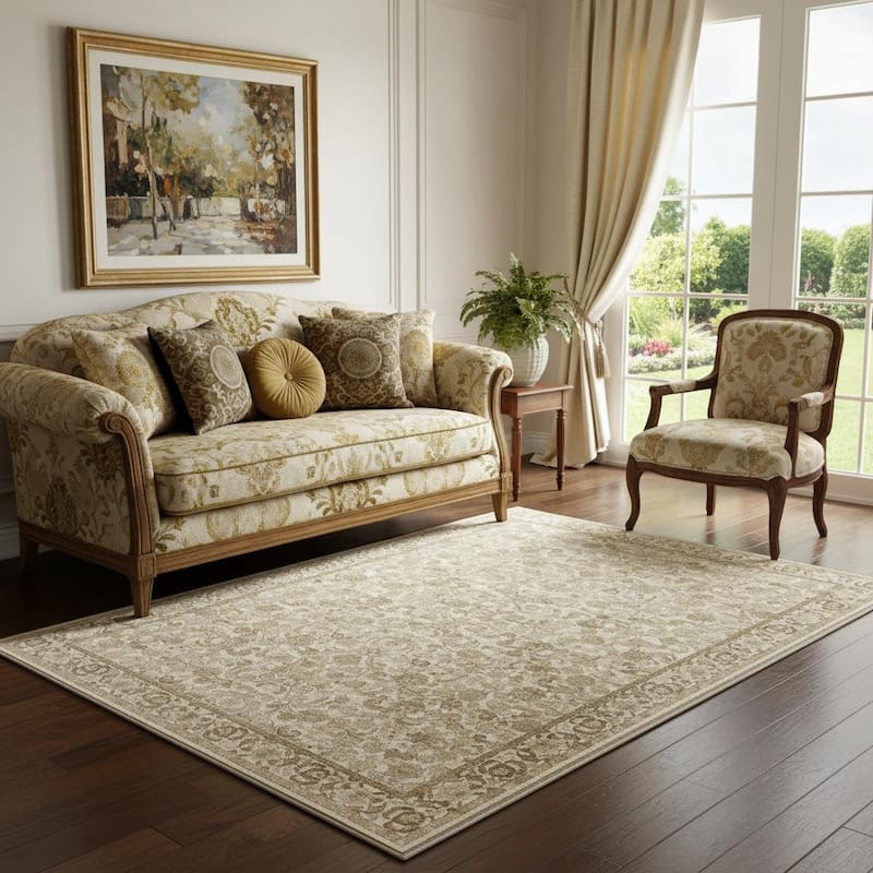 HomeRoots Floral Persian Rectangle Area Rug - 5' X 7' - 5' X 7'