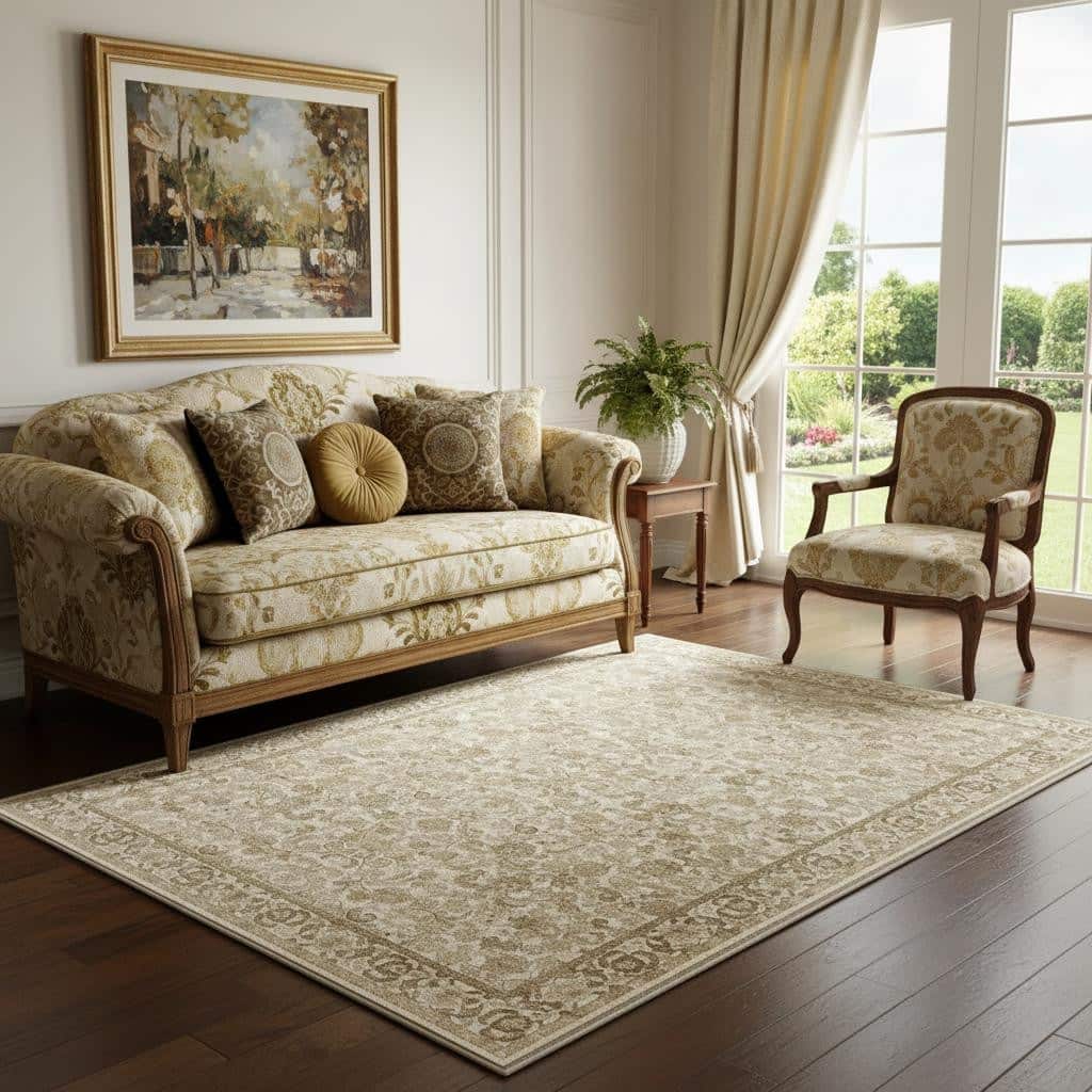 HomeRoots Floral Persian Rectangle Area Rug - 5' X 7'